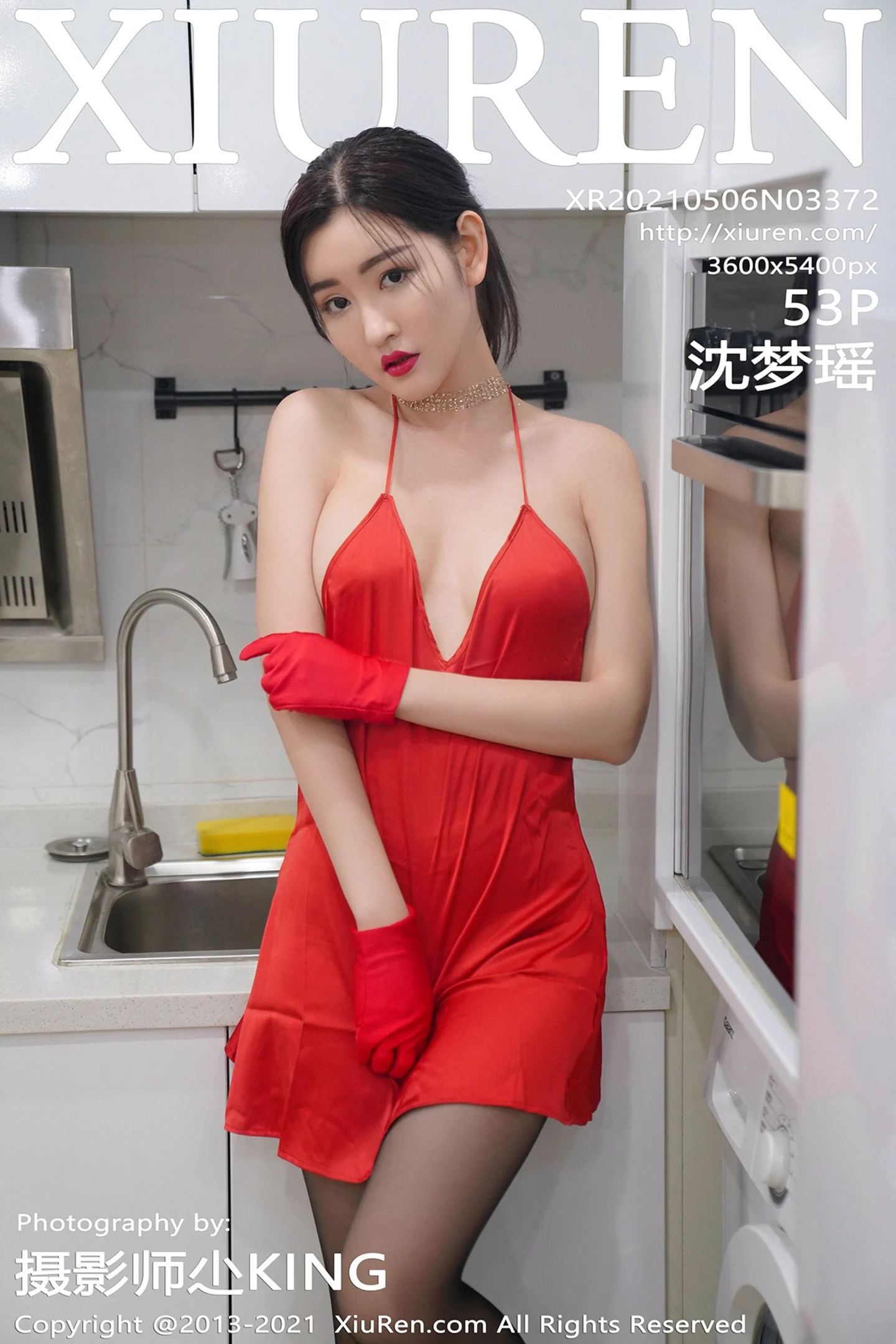 [XiuRen秀人网]No.3372_嫩模沈梦瑶私房真空红色吊裙配黑丝裤袜秀火辣身材诱惑写真53P-秀人网 - XiuRen.Space